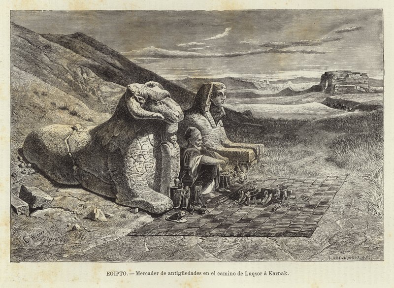 Antieke handelaar op de weg van Luxor naar Karnak door Carl Friedrich Heinrich Werner