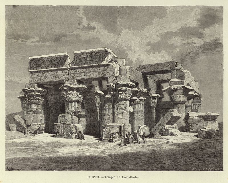 Egypte - Tempel van Kom Ombo door Carl Friedrich Heinrich Werner