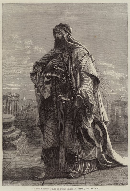 Es Salaam, Sheikh Michael El Musrab, Anazeh, in Palmyra door Carl Haag