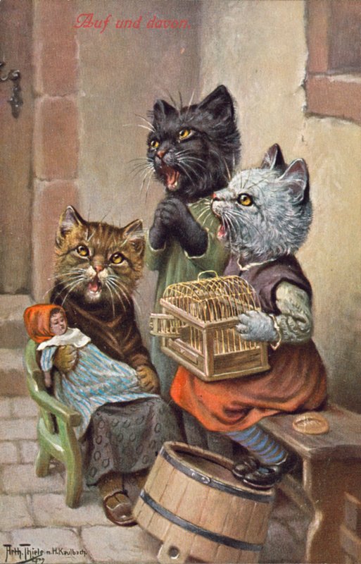 Humoristische kattenkaart door Carl Robert Arthur Thiele