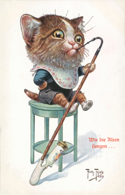 Humoristische kattenkaart door Carl Robert Arthur Thiele