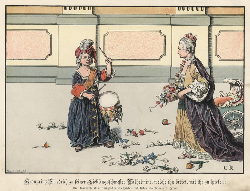 Kroonprins Frederik van Pruisen met zijn zus, Wilhelmina door Carl Röchling