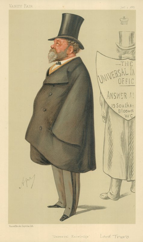 Lord Truro, Universele Kennis, 1 januari 1887, Vanity Fair cartoon door Carlo Pellegrini