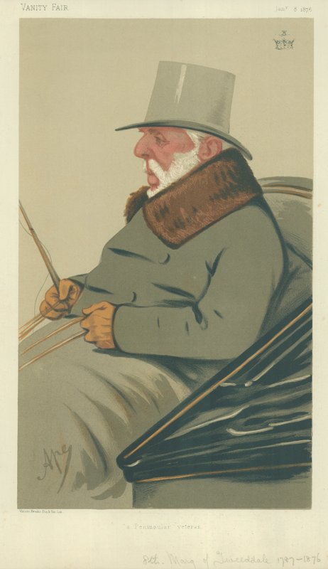 De Markies van Tweddale, een veteraan van de schiereilandoorlog, 8 januari 1876, Vanity Fair cartoon door Carlo Pellegrini