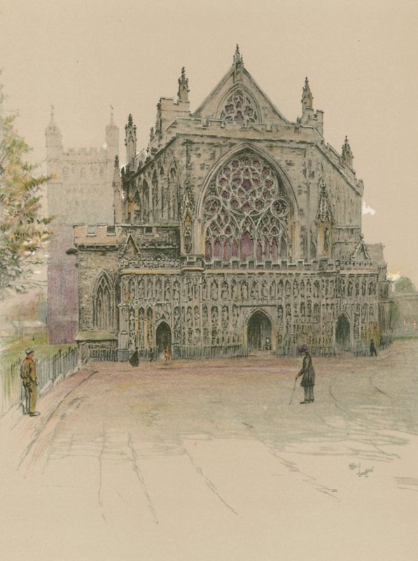 Kathedraal van Exeter door Cecil Charles Windsor Aldin
