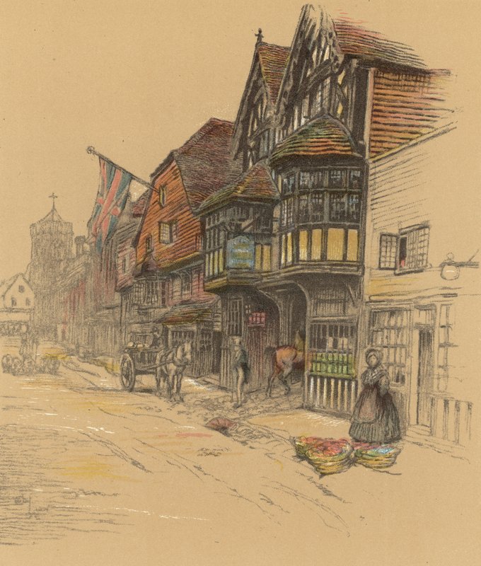 The George Inn, Salisbury door Cecil Charles Windsor Aldin