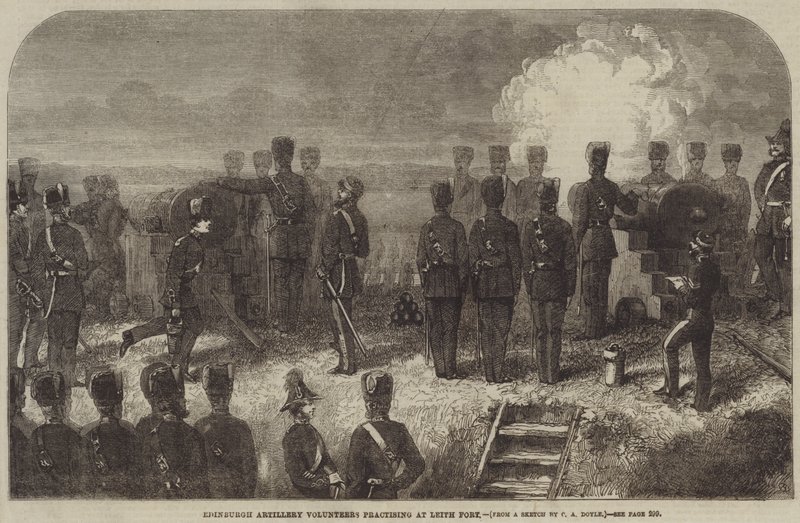 Edinburgh Artillerie Vrijwilligers oefenen bij Leith Fort door Charles Altamont Doyle