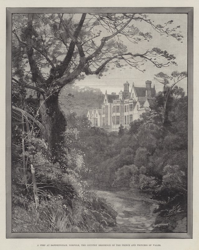 Een kijkje op Sandringham, Norfolk, de buitenresidentie van de prins en prinses van Wales door Charles Auguste Loye