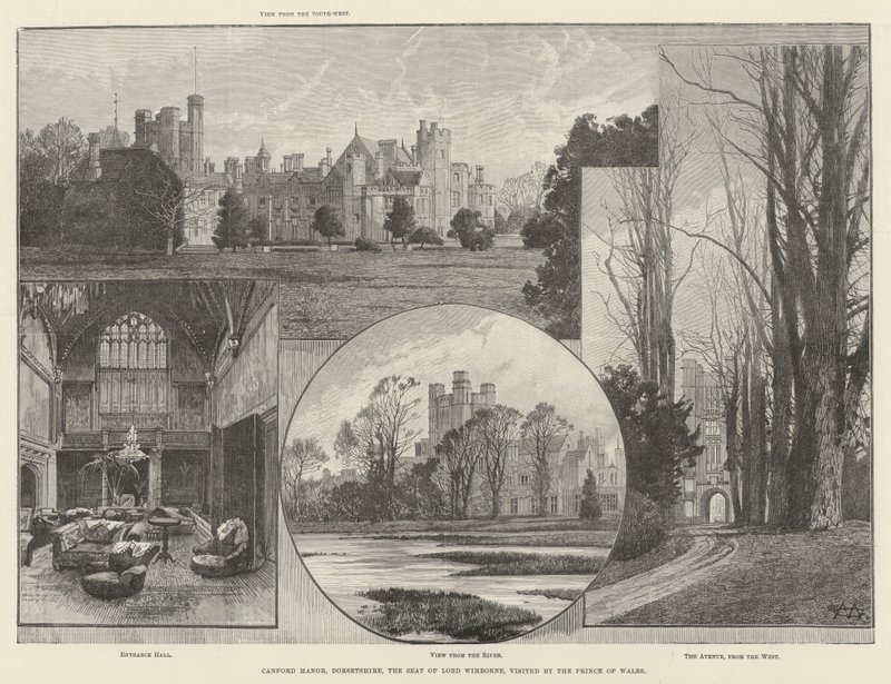 Canford Manor, Dorsetshire, het Landgoed van Lord Wimborne, bezocht door de Prins van Wales door Charles Auguste Loye