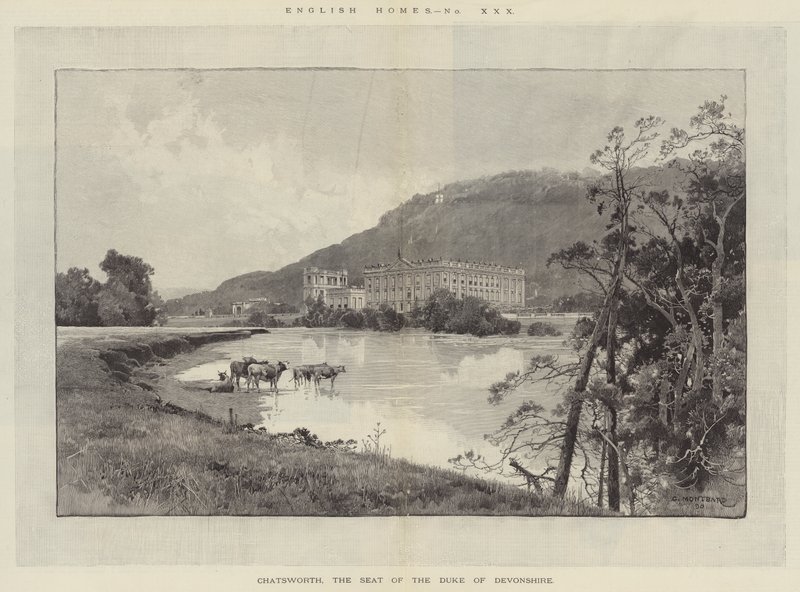 Chatsworth, de zetel van de hertog van Devonshire door Charles Auguste Loye