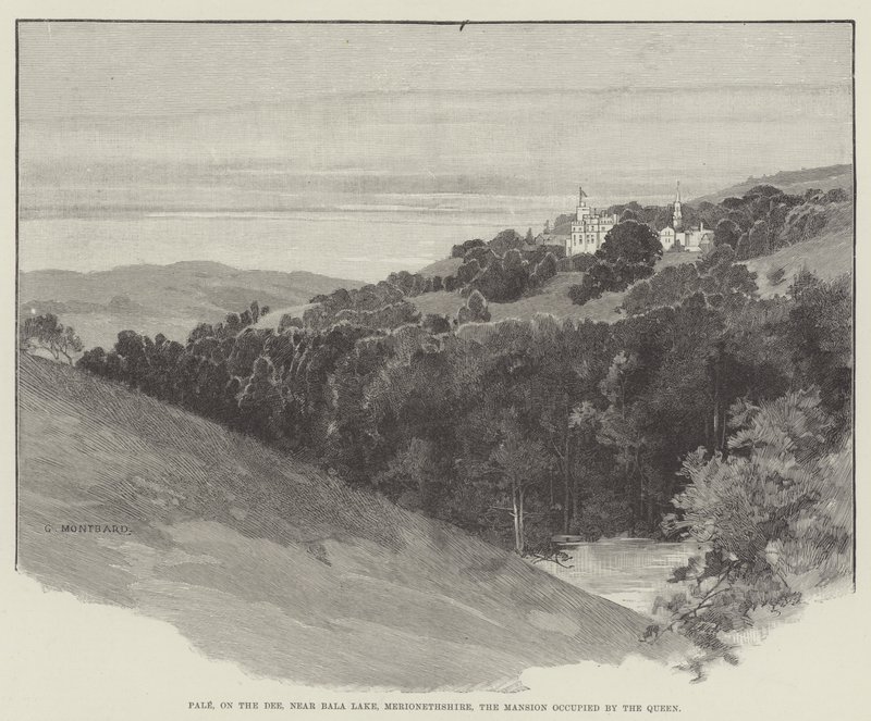 Pale, aan de Dee, nabij Bala Lake, Merionethshire, het landhuis bewoond door de koningin door Charles Auguste Loye