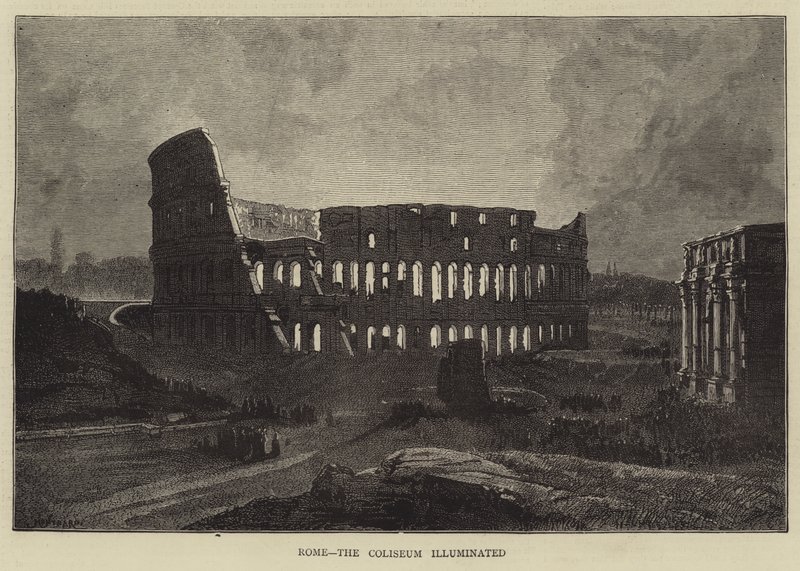 Rome, het verlichte Colosseum door Charles Auguste Loye