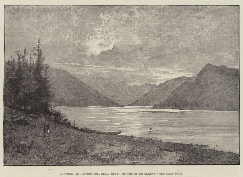 Schetsen in Brits-Columbia, Monding van de Rivier Skeena door Charles Auguste Loye
