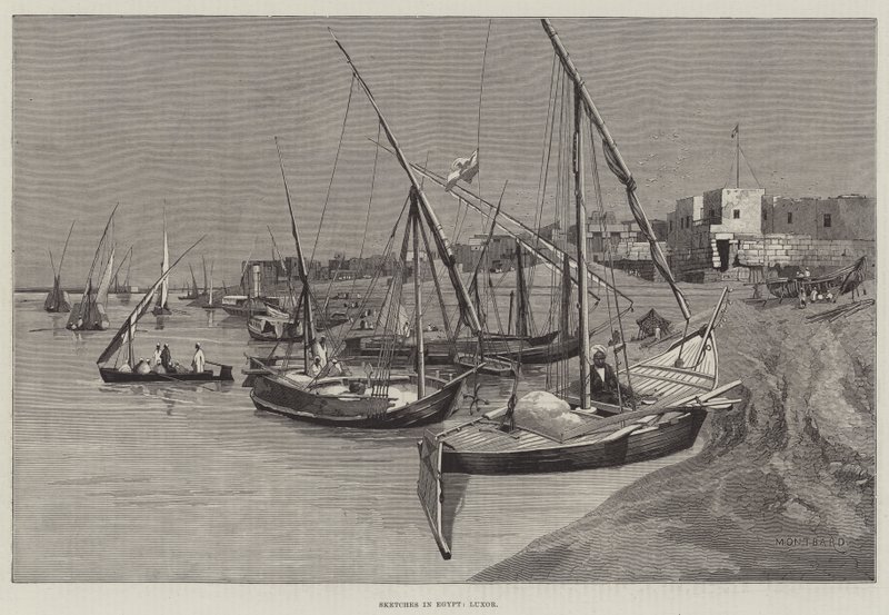 Schetsen in Egypte, Luxor door Charles Auguste Loye