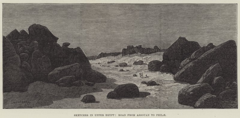 Schetsen in Opper-Egypte, Weg van Assouan naar Philae door Charles Auguste Loye
