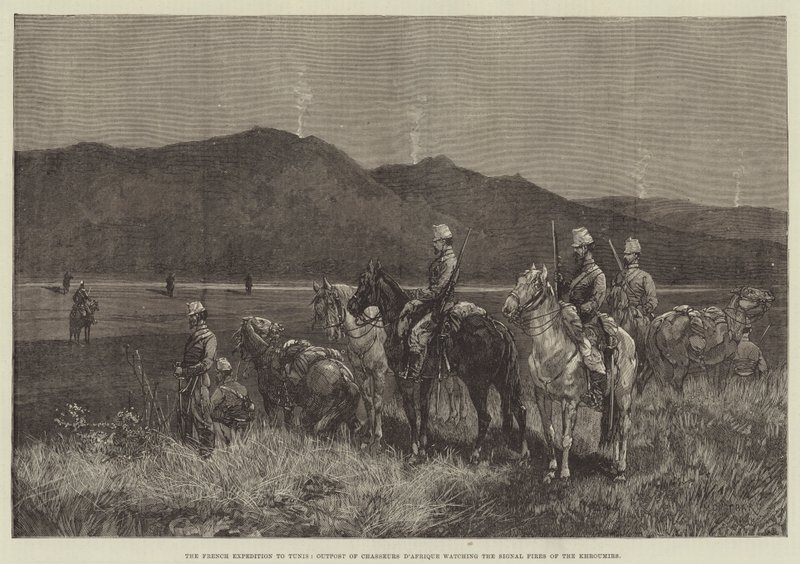 De Franse expeditie naar Tunis, buitenpost van Chasseurs D