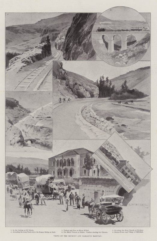 Uitzichten op de Beyrout en Damascus Spoorweg door Charles Auguste Loye