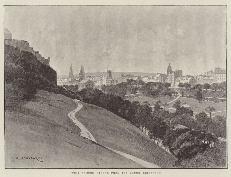 West Princes Street, vanaf de Mound, Edinburgh door Charles Auguste Loye
