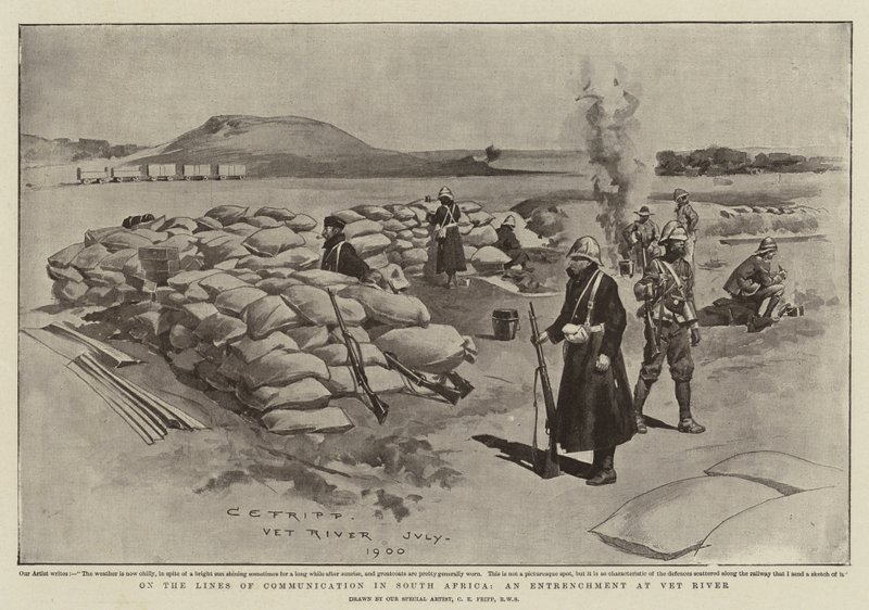 Op de communicatielijnen in Zuid-Afrika, een verschansing bij de Vet River door Charles Edwin Fripp