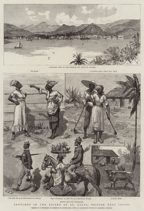 Schetsen op het eiland St Lucia, Britse West-Indië door Charles Edwin Fripp