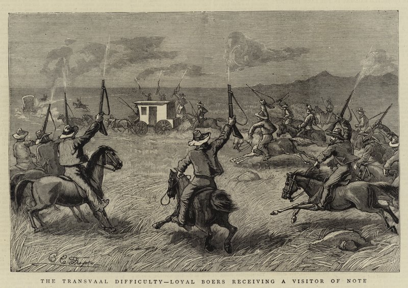 De Transvaal Moeilijkheid, Loyale Boeren ontvangen een bezoeker van aanzien door Charles Edwin Fripp
