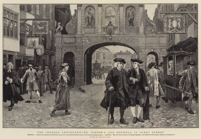 Het Johnson-eeuwfeest, Dr. Johnson en Boswell in Fleet Street door Charles Green