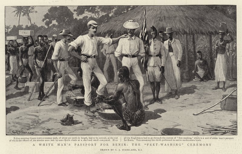 Een paspoort voor een blanke man voor Benin, de voetenwassingsceremonie door Charles J. Staniland