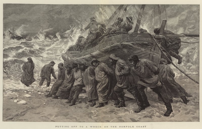 Vertrek naar het Wrak aan de Norfolk Kust door Charles J. Staniland
