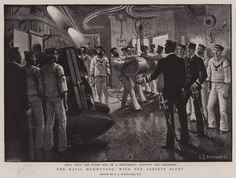 De marine manoeuvres, met de reservevloot door Charles J. Staniland