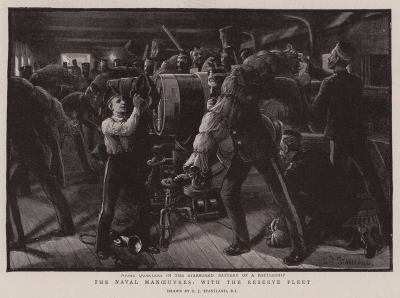 De Marine Manoeuvres, met de Reservevloot door Charles J. Staniland