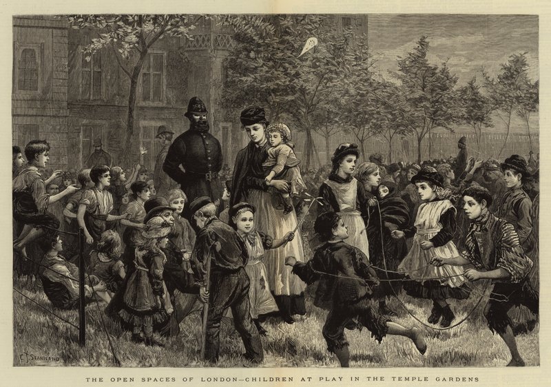 De Open Ruimtes van Londen, Kinderen aan het Spelen in de Temple Gardens door Charles J. Staniland
