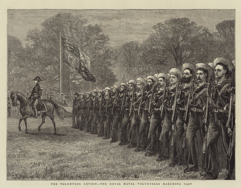 De Vrijwilligersparade, de Koninklijke Marine Vrijwilligers Marcheren Voorbij door Charles J. Staniland