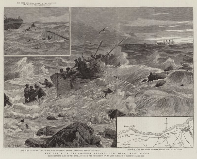 Het wrak van de Kanaalstomer Victoria bij Dieppe door Charles J. Staniland