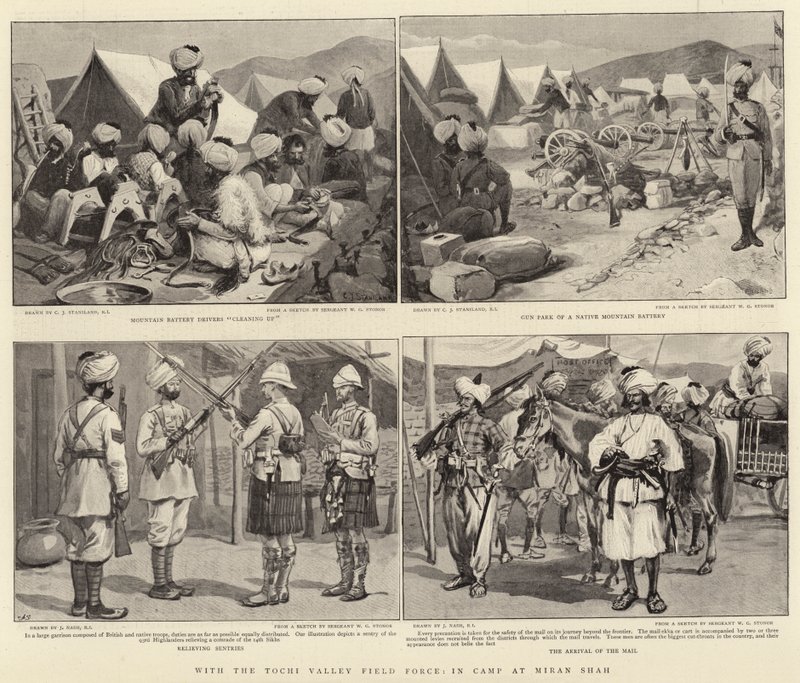Met de Tochi Valley Field Force, in kamp bij Miran Shah door Charles J. Staniland