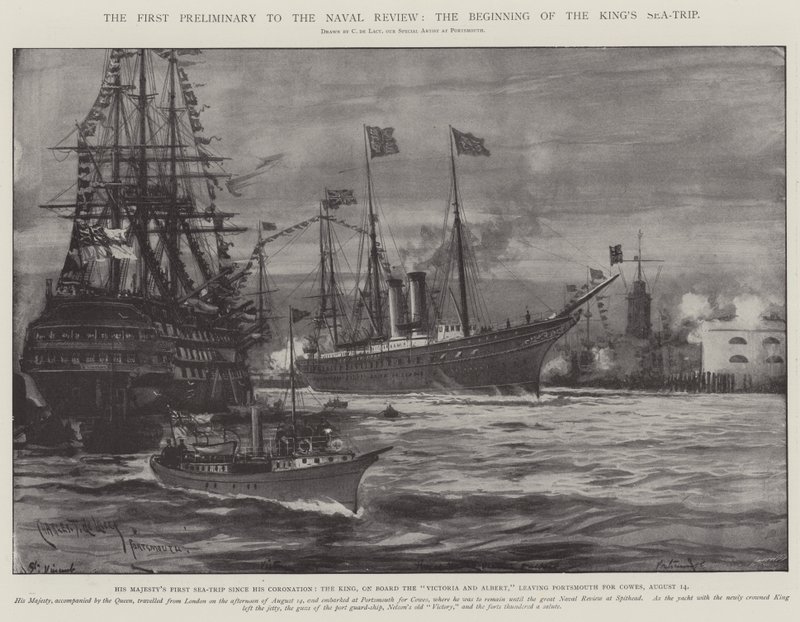 De Eerste Voorbereiding voor de Marine Review, het Begin van de Koning zijn Zee-Reis door Charles John de Lacy
