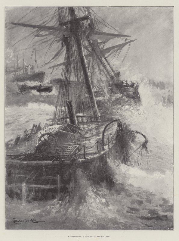 Waterlogged, een redding in de midden-Atlantische Oceaan door Charles John de Lacy