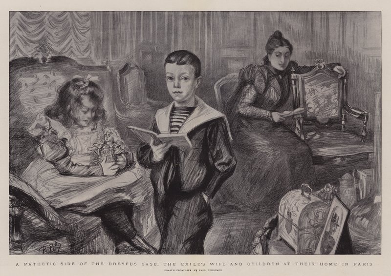 Een Zielige Kant van de Dreyfus Zaak, de Vrouw en Kinderen van de Banneling in hun Huis in Parijs door Charles Paul Renouard