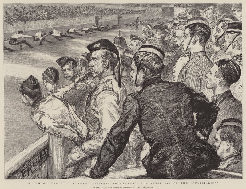 Touwtrekken bij het Koninklijk Militair Toernooi, de finale van de Hulptroepen door Charles Paul Renouard