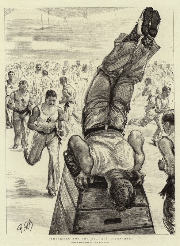 Oefenen voor het Militaire Toernooi door Charles Paul Renouard