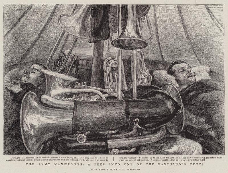 De Legermanoeuvres, een Blik in een van de Tenten van de Muzikanten door Charles Paul Renouard