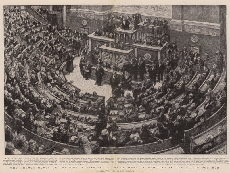 Het Franse Lagerhuis, een Zitting van de Kamer van Afgevaardigden in het Palais Bourbon door Charles Paul Renouard