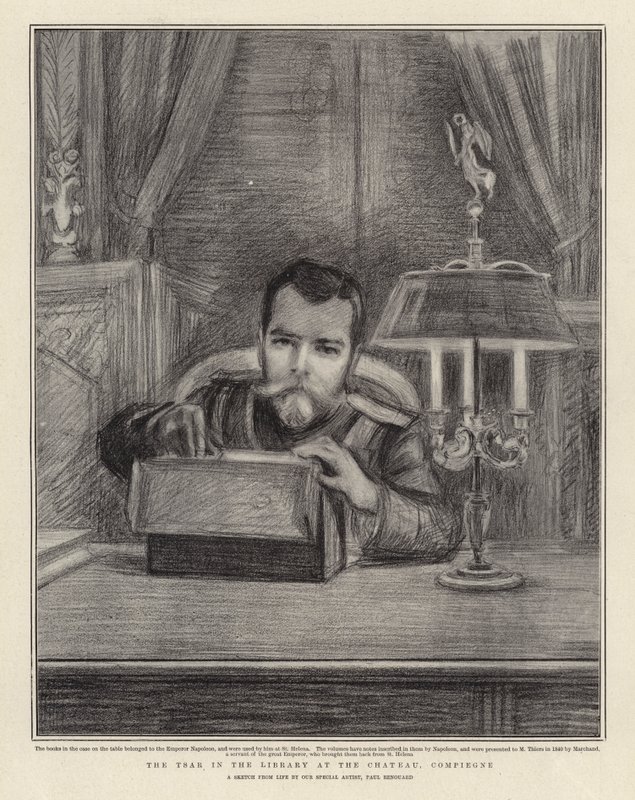 De Tsaar in de Bibliotheek van het Kasteel, Compiegne door Charles Paul Renouard