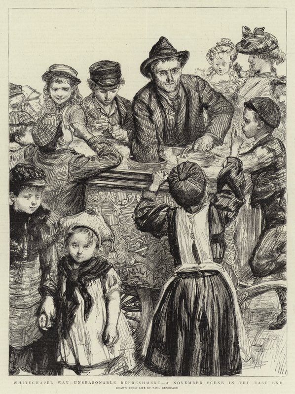 Whitechapel Way, Ongepaste Verfrissing, een November Scène in het Oostelijk Einde door Charles Paul Renouard