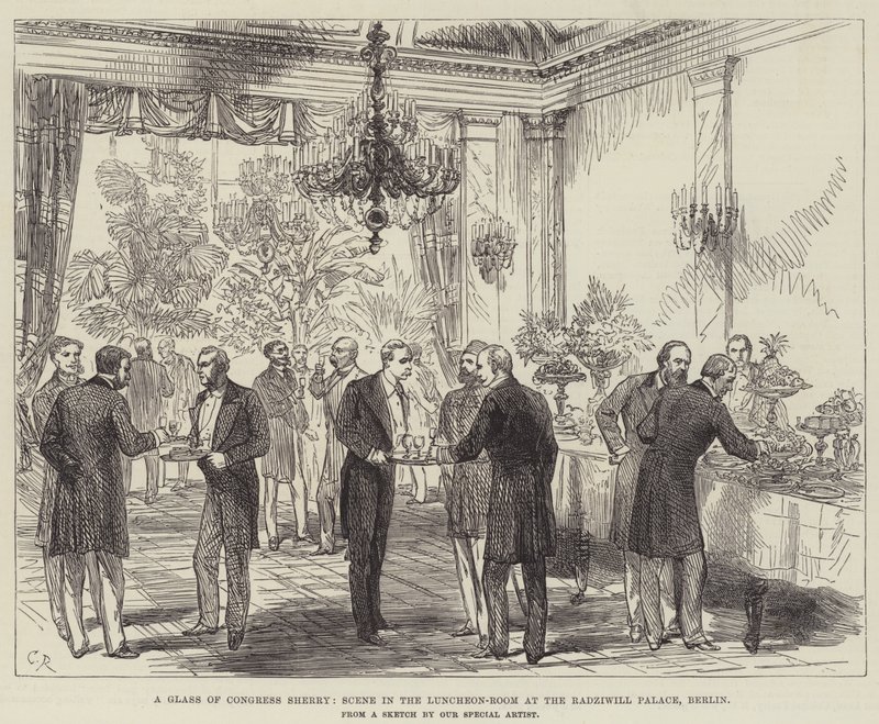 Een glas Congress Sherry, scène in de lunchkamer van het Radziwill Paleis, Berlijn door Sir John Charles Robinson