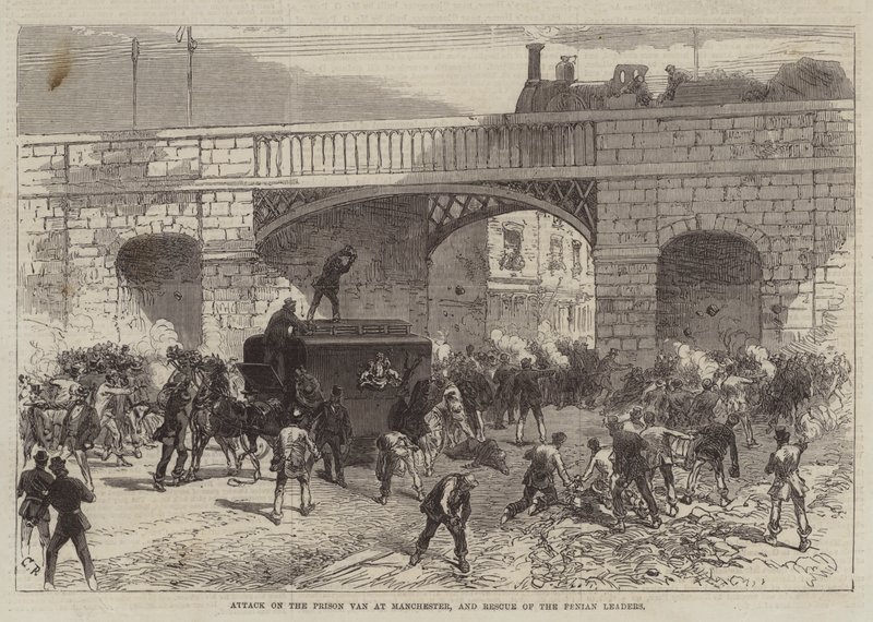 Aanval op de gevangeniswagen in Manchester en redding van de Fenian leiders door Sir John Charles Robinson