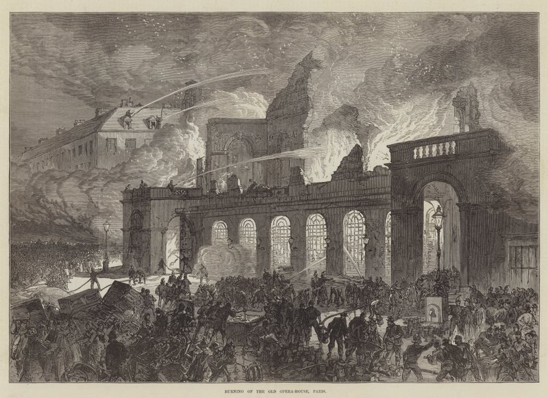 Brand van het oude operahuis, Parijs door Sir John Charles Robinson