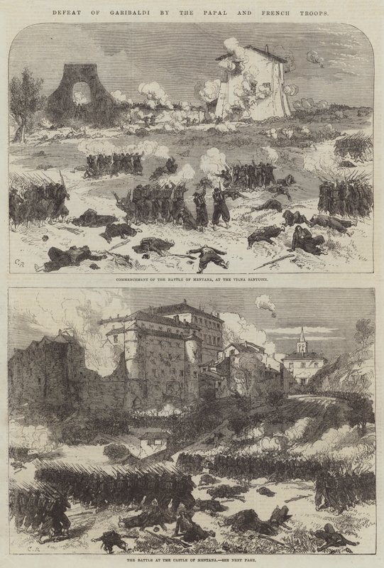 Nederlaag van Garibaldi door de Pauselijke en Franse Troepen door Sir John Charles Robinson