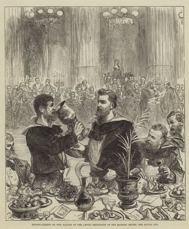 Vermaak voor de Zeelieden van de Arctische Expeditie in het Mansion House, de Loving Cup door Sir John Charles Robinson