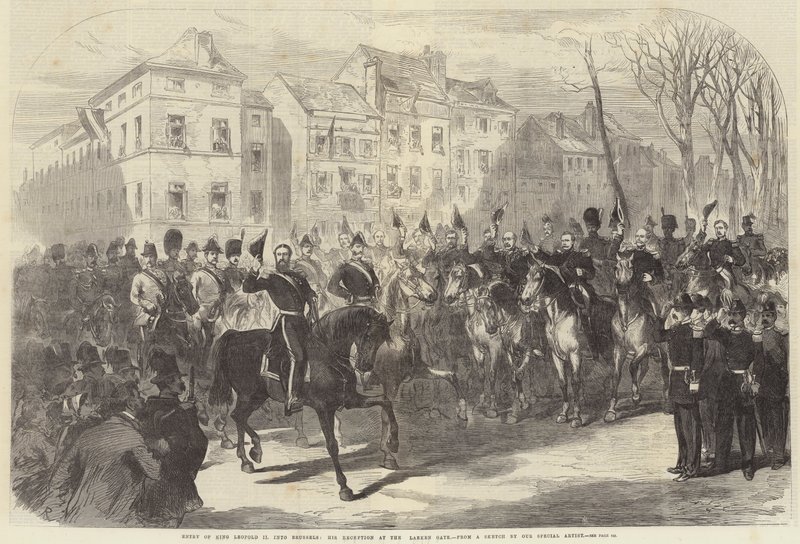 Intocht van Koning Leopold II in Brussel, zijn Ontvangst bij de Laekenpoort door Sir John Charles Robinson