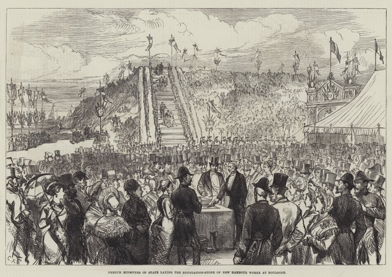 Franse Ministers van Staat leggen de Eerste Steen van Nieuwe Havenwerken in Boulogne door Sir John Charles Robinson
